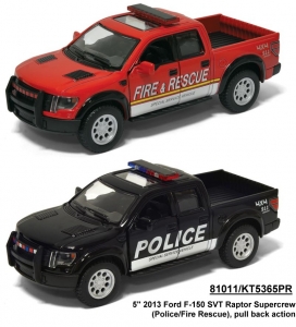 KINSMART Ford F150 Police/Fire, 12шт в дисплее №KT5365DPR